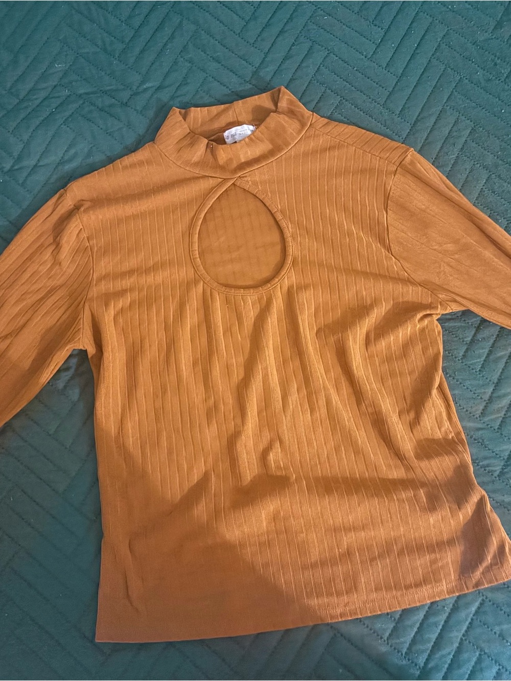 Women's Cutout Ribbed Top - Rust